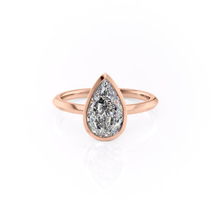 The Razor Bezel Kamellie Set With A 3 Carat Pear Moissanite