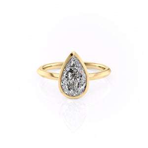 The Razor Bezel Kamellie Set With A 4 Carat Pear Moissanite