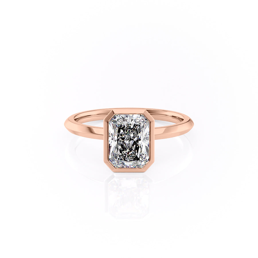 The Razor Bezel Kamellie Set With A 1.5 Carat Radiant Moissanite