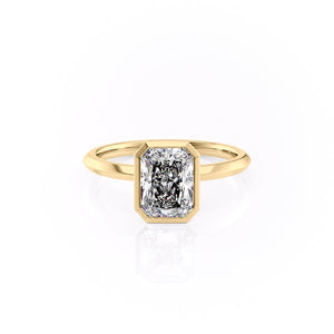 The Razor Bezel Kamellie Set With A 4.5 Carat Radiant Moissanite
