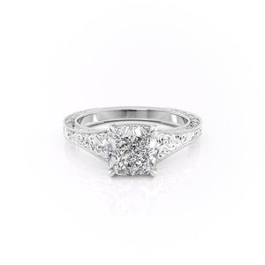The Florence Set With A 5 Carat Cushion Moissanite