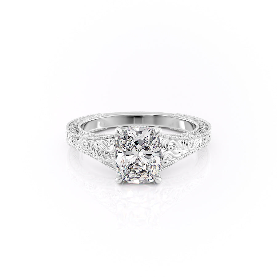 The Florence Set With A 2.5 Carat Elongated Cushion Moissanite
