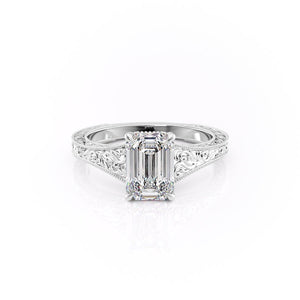 The Florence Set With A 3.5 Carat Emerald Moissanite