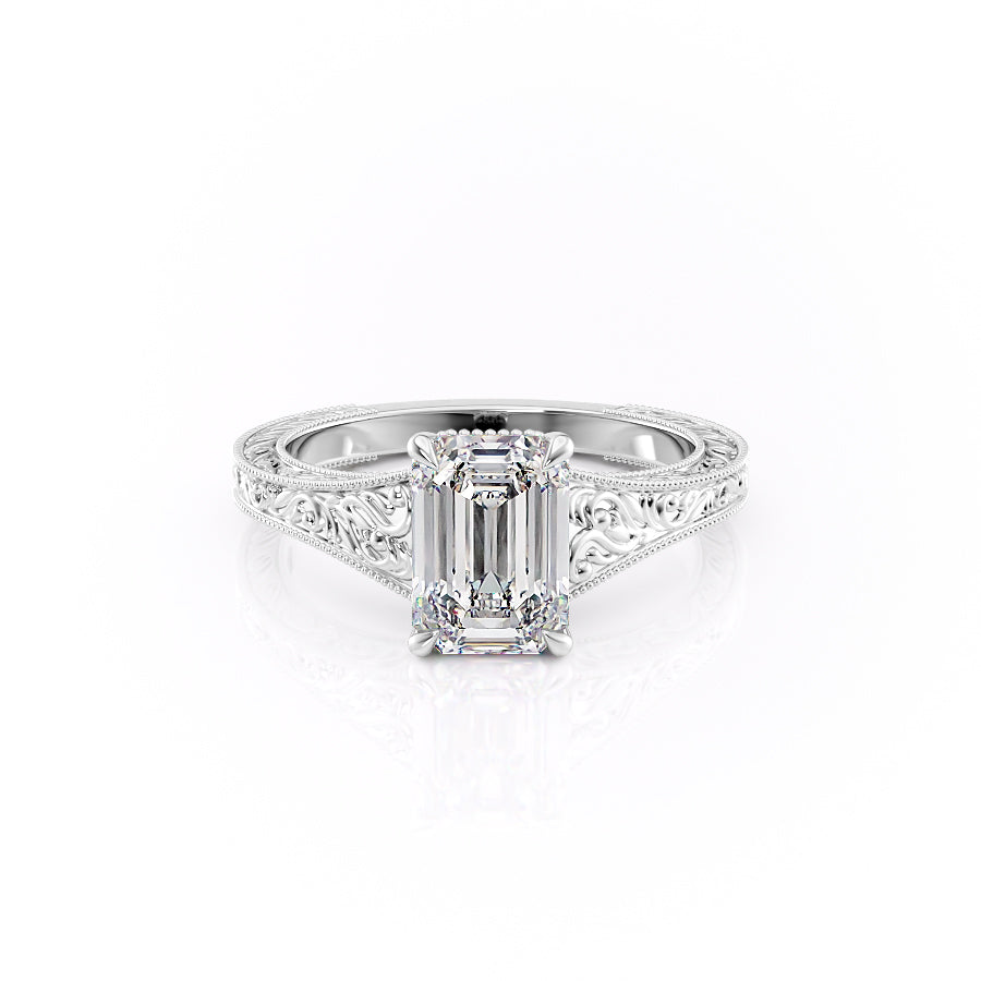 The Florence Set With A 2.5 Carat Emerald Moissanite