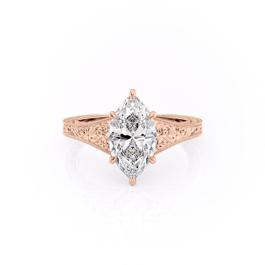 The Florence Set With A 3.5 Carat Marquise Moissanite