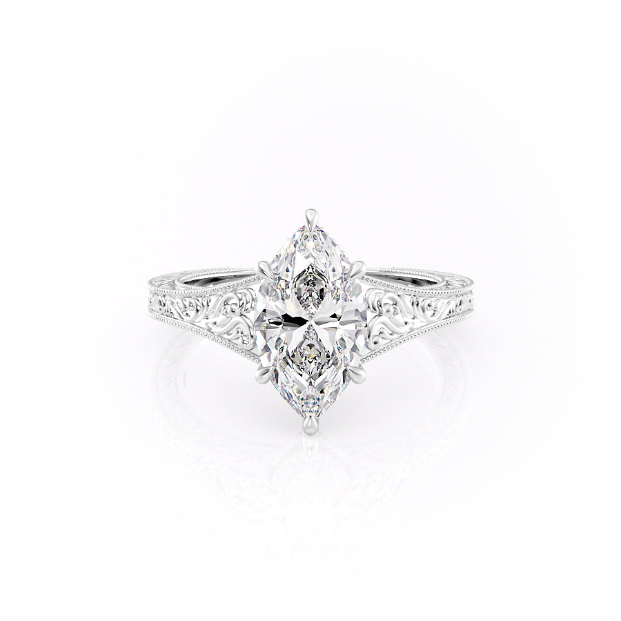 The Florence Set With A 5 Carat Marquise Moissanite