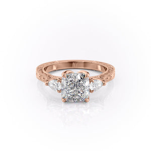 The Three Stone Sierra Set With A Cushion Moissanite