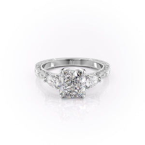 The Three Stone Sierra Set With A Cushion Moissanite