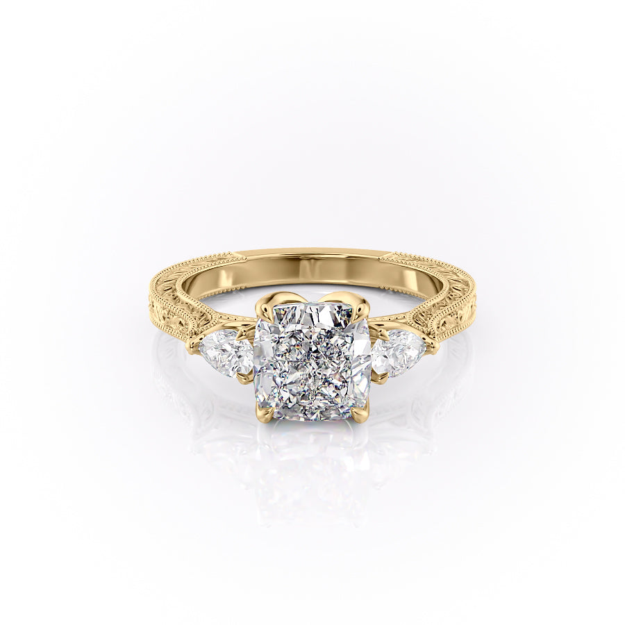 The Three Stone Sierra Set With A Cushion Moissanite