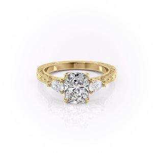 The Three Stone Sierra Set With A Elongated Cushion Moissanite
