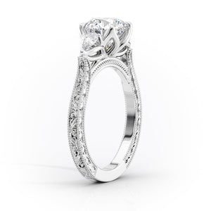 The Three Stone Sierra Set With A Oval Moissanite