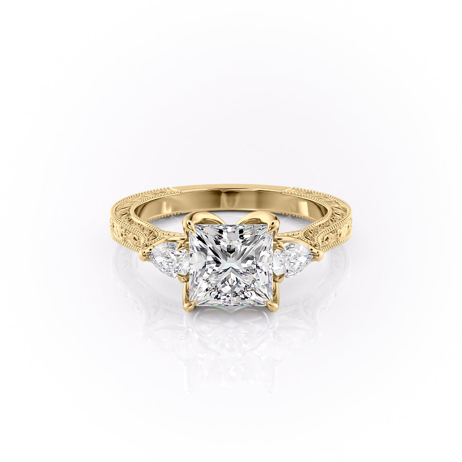 The Three Stone Sierra Set With A Princess Moissanite