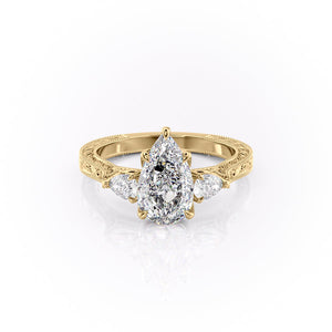 The Three Stone Sierra Set With A Pear Moissanite