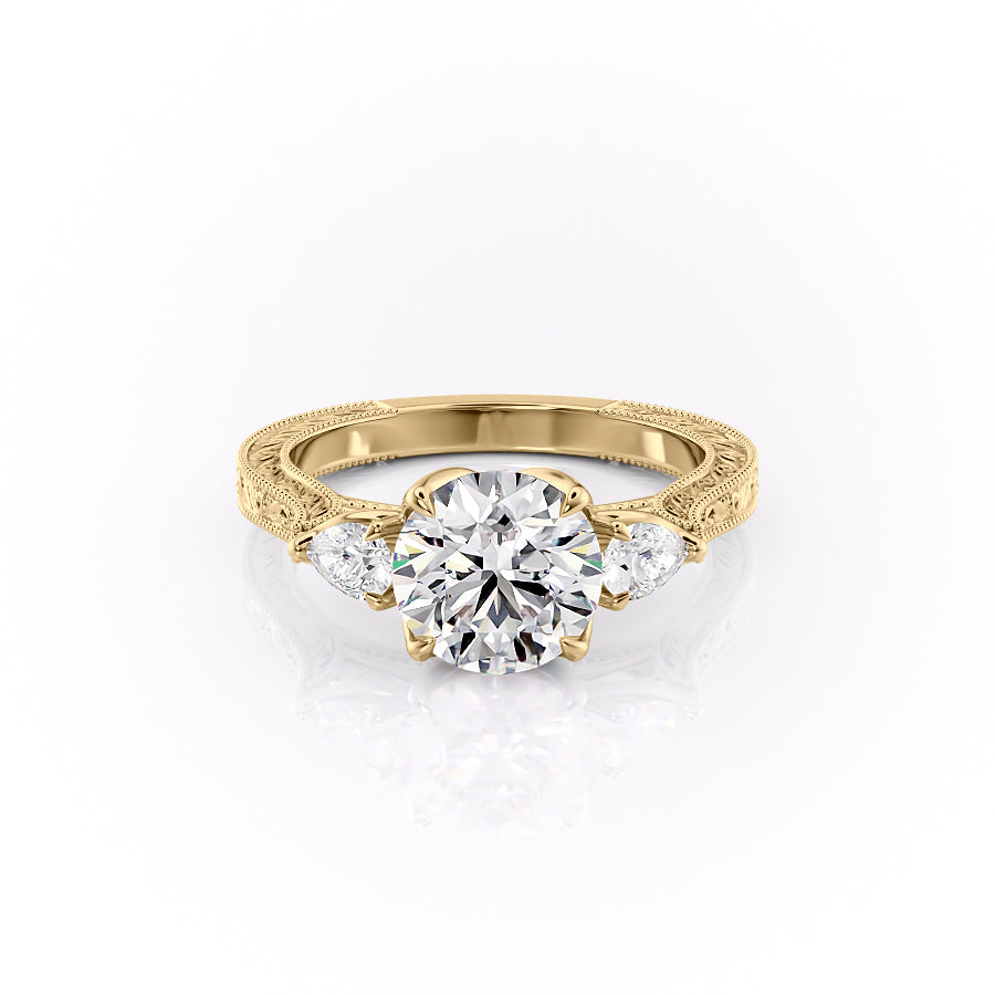 The Three Stone Sierra Set With A Round Moissanite