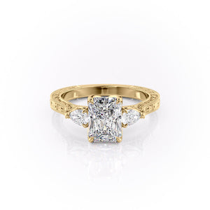 The Three Stone Sierra Set With A Radiant Moissanite