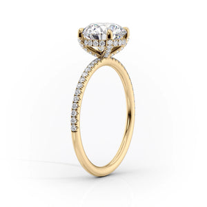 The Pave Crown Kamellie Set With A 3 Carat Pear Lab Diamond
