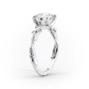 The Textured Twig Set With A 2 Carat Elongated Cushion Lab Diamond