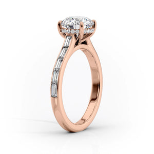 The Monica Set With A 1.5 Carat Elongated Cushion Lab Diamond