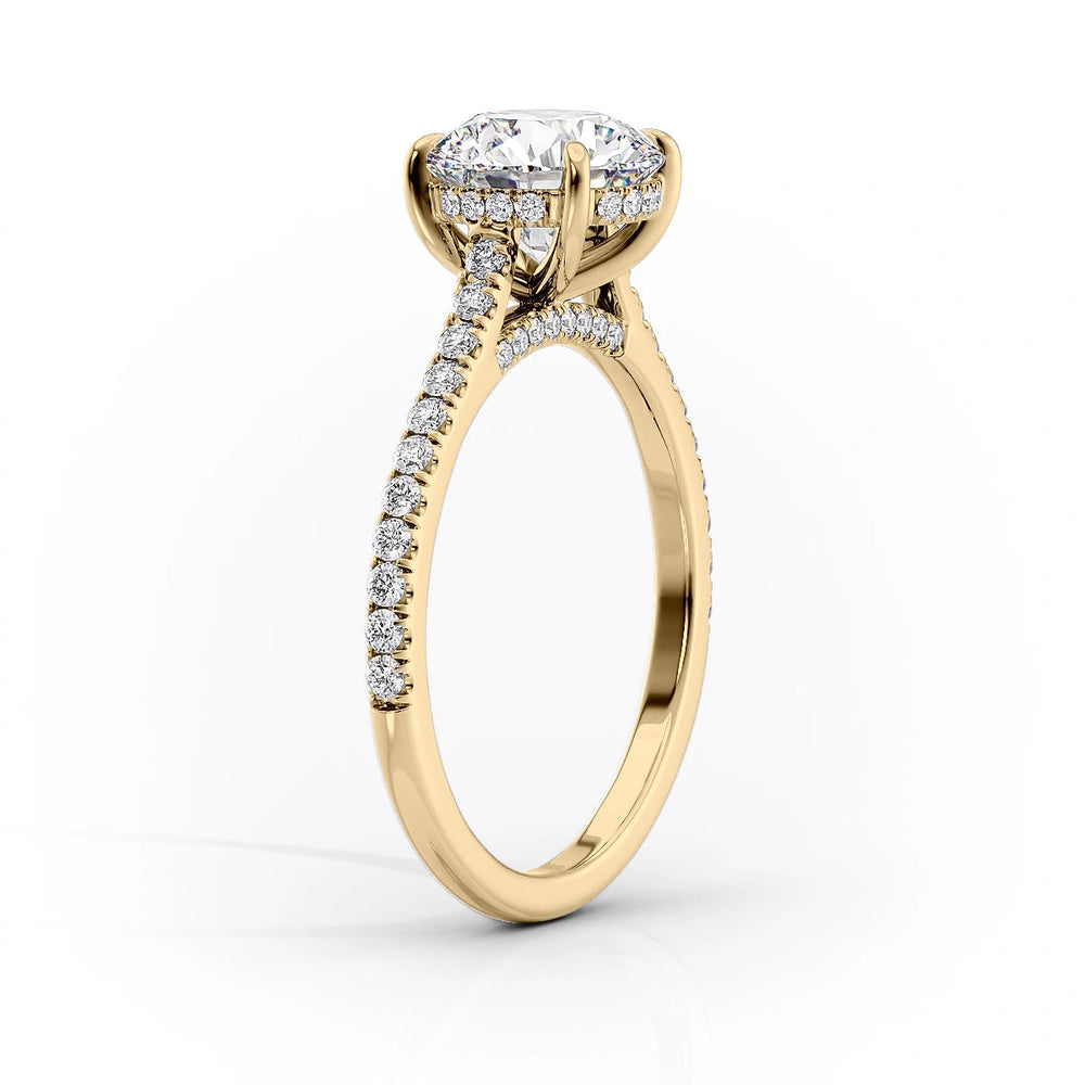 The Pave Natalie Set With A 1 Carat Elongated Cushion Lab Diamond