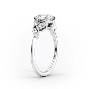 The Melissa Set With A 5 Carat Elongated Cushion Moissanite