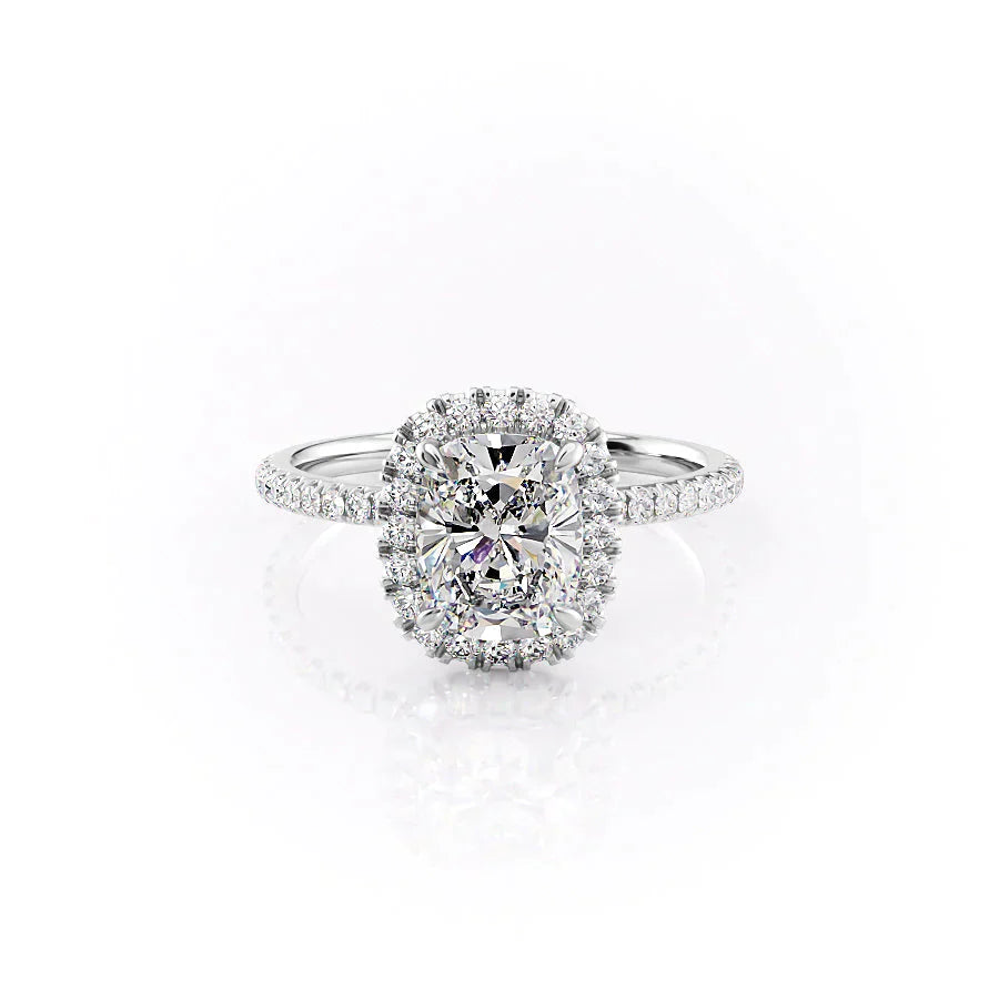 The Lenny Set With A 2 Carat Elongated Cushion Lab Diamond