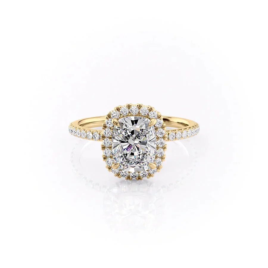 The Lenny Set With A 1 Carat Elongated Cushion Moissanite