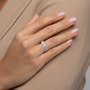4.3ct Radiant U Pave Prong Eternity
