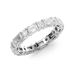1.7ct Alternating Emerald and Round Basket Eternity