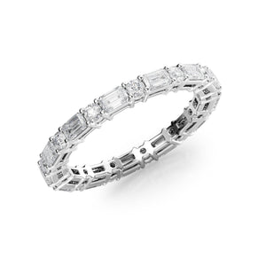 1.7ct Alternating Emerald and Round Basket Eternity