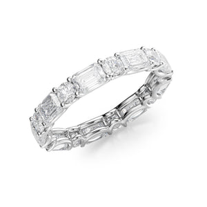 1.5ct Alternating Emerald and Round U Prong Eternity