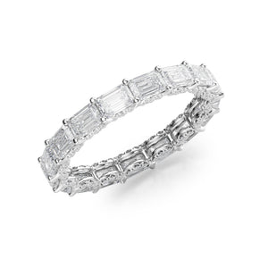 2.3ct East West Emerald U Pave Prong Eternity