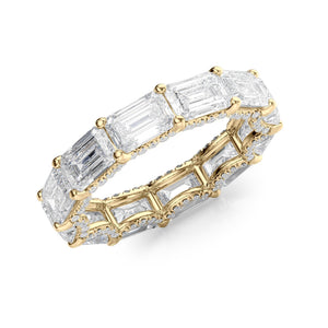 2.3ct East West Emerald U Pave Prong Eternity