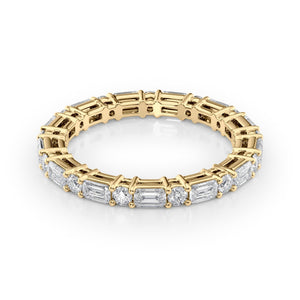 1.7ct Alternating Emerald and Round Basket Eternity