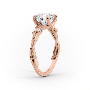 The Textured Twig Set With A 1 Carat Round Moissanite