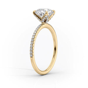 The Pave Petal Kamellie Set With A 2.5 Carat Pear Lab Diamond