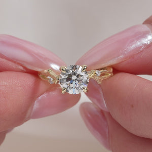 The Textured Twig - Engagement Ring Made in Yellow Gold
